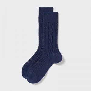 Men Uniqlo Color Nep Cable Socks Blue | 1579448