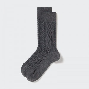 Men Uniqlo Color Nep Cable Socks Grey | 4692693