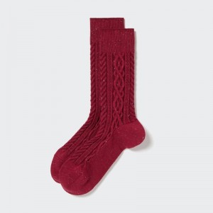 Men Uniqlo Color Nep Cable Socks Red | 5262110
