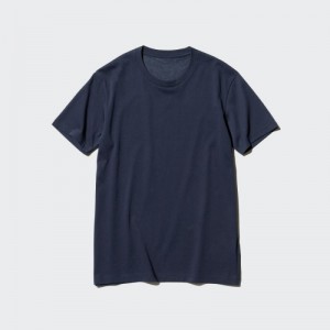 Women Uniqlo Dry Color Crew Neck Short-Sleeve T Shirts Navy | 6337557
