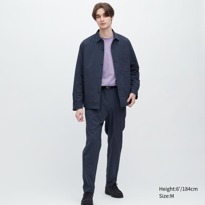 Men Uniqlo Airsense Shirt SeersuckerUltra Light Shirt Jackets Blue | 5138320