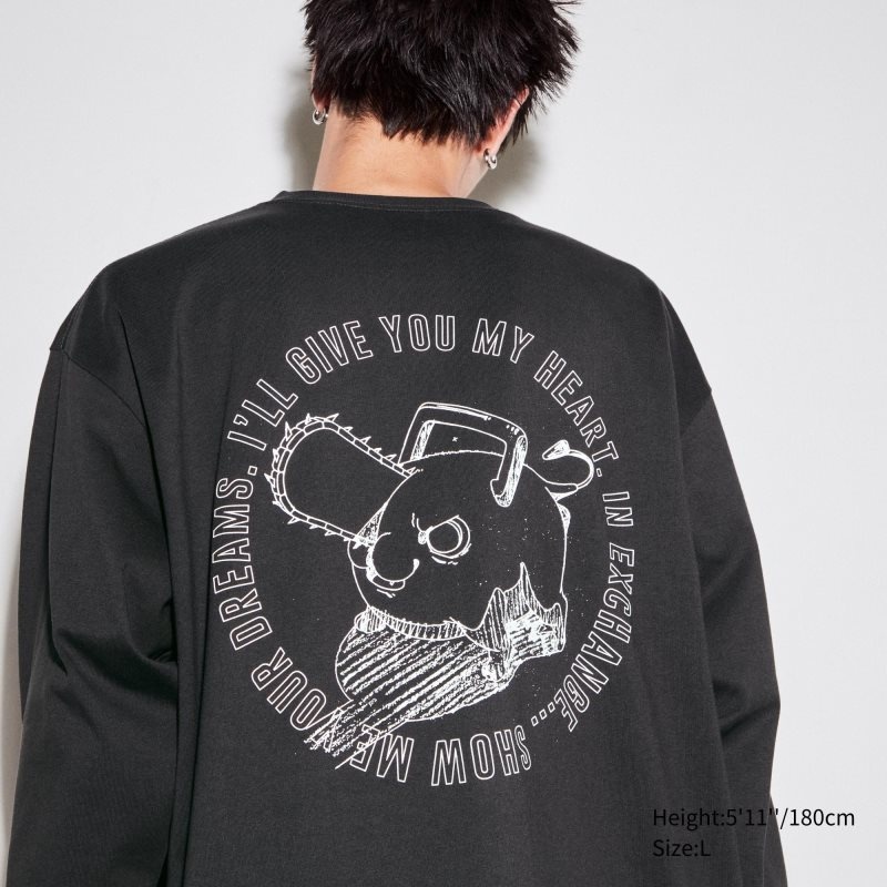 Men Uniqlo Chainsaw Man × Kosuke Kawamura Ut Long-sleeve Graphic T Shirts Grey | 750621