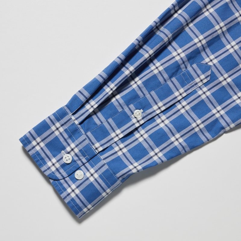Men Uniqlo Extra Fine Cotton Broadcloth Long-sleeve Shirts Blue | 3973005
