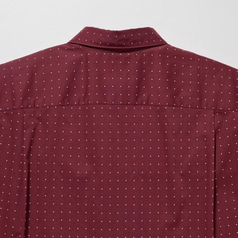 Men Uniqlo Extra Fine Cotton Short-sleeve Shirts Burgundy | 8767424