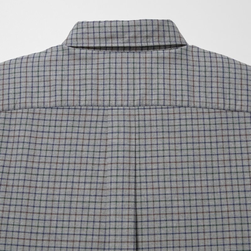 Men Uniqlo Flannel Checked Long-sleeve Shirts Grey | 2400815