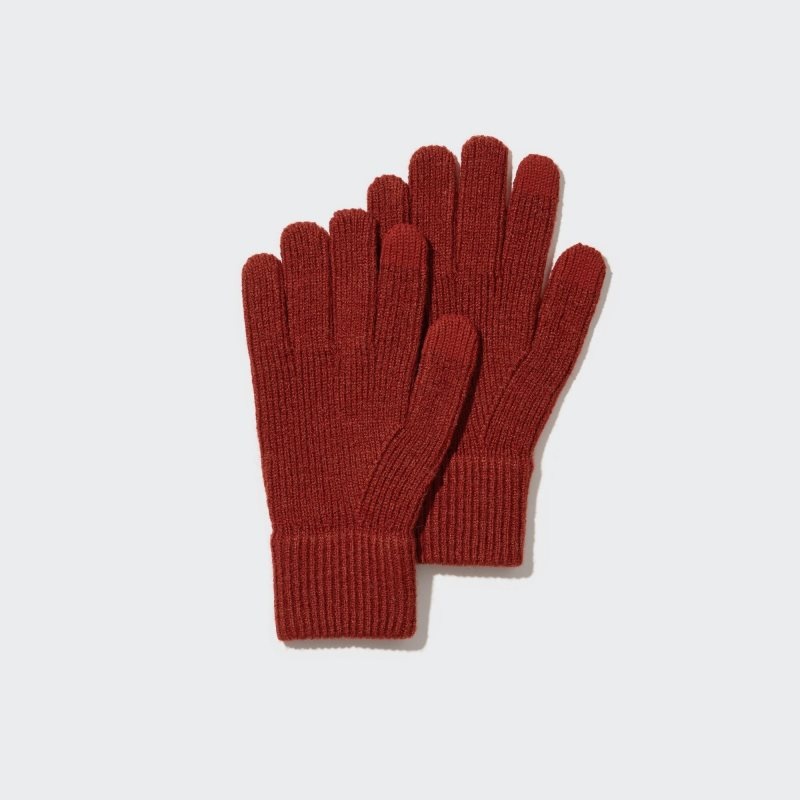Men Uniqlo HEATTECH Knitted Gloves Red | 7888553