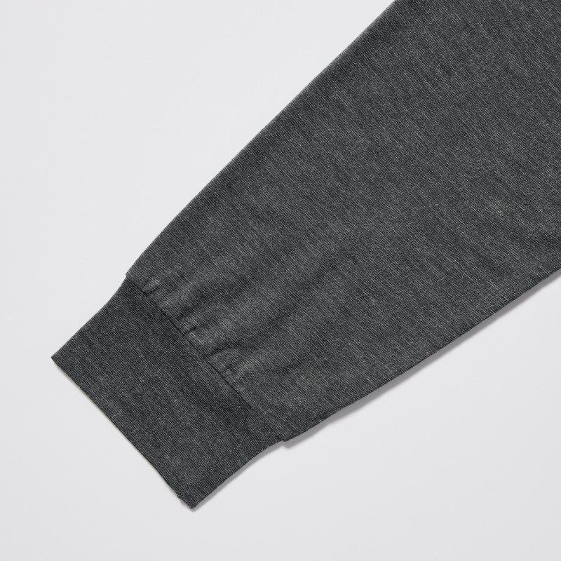Men Uniqlo Heattech Crew Neck Long-sleeve T Shirts Grey | 7250486