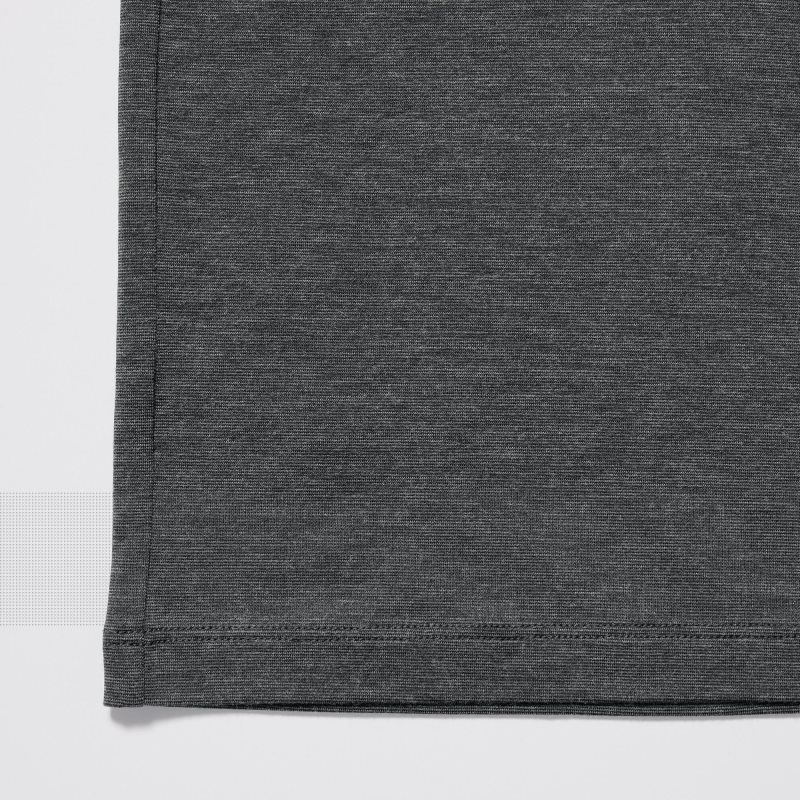 Men Uniqlo Heattech Crew Neck Long-sleeve T Shirts Grey | 7250486
