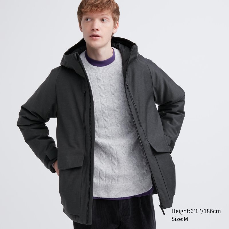 Men Uniqlo Hybrid Down 3d Cut Parka Grey | 2001692