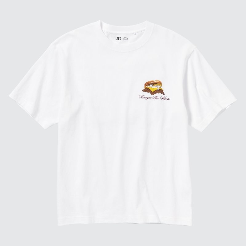 Men Uniqlo L.A. Eats Ut Oversized Short-sleeve Graphic Burger She Wrote T Shirts White | 4179607