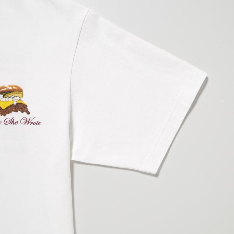 Men Uniqlo L.A. Eats Ut Oversized Short-sleeve Graphic Burger She Wrote T Shirts White | 4179607