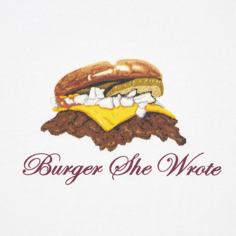 Men Uniqlo L.A. Eats Ut Oversized Short-sleeve Graphic Burger She Wrote T Shirts White | 4179607
