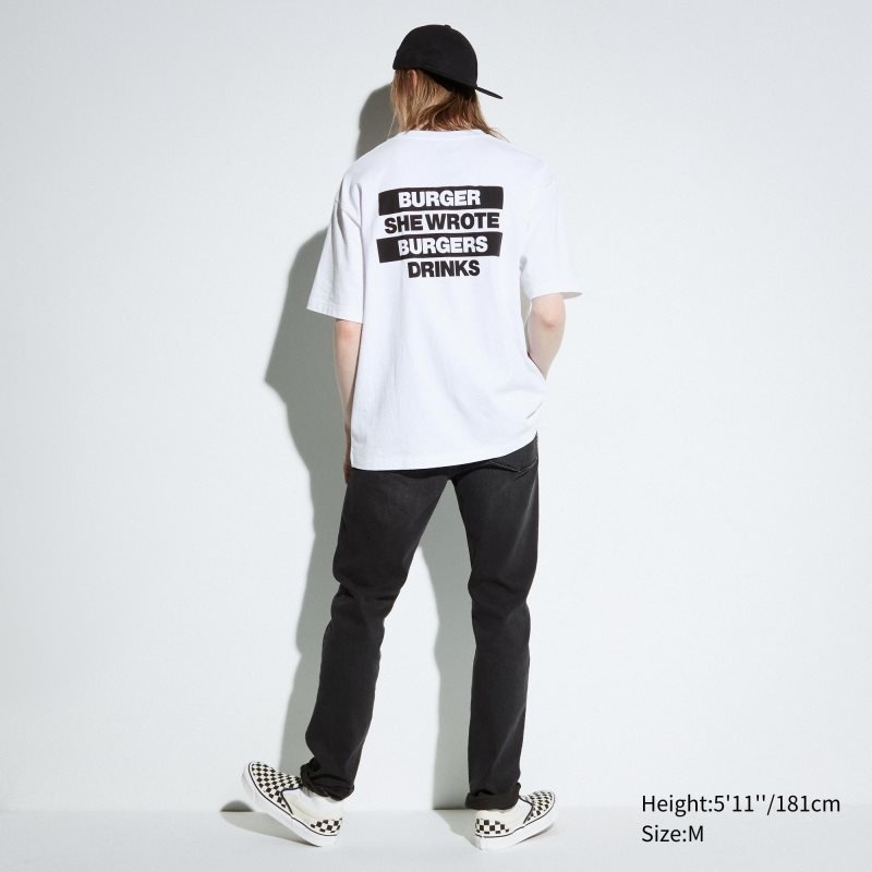 Men Uniqlo L.A. Eats Ut Oversized Short-sleeve Graphic Burger She Wrote T Shirts White | 9030963