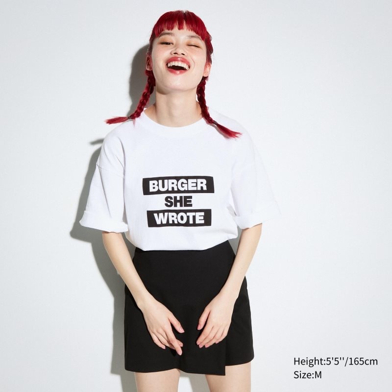 Men Uniqlo L.A. Eats Ut Oversized Short-sleeve Graphic Burger She Wrote T Shirts White | 9030963