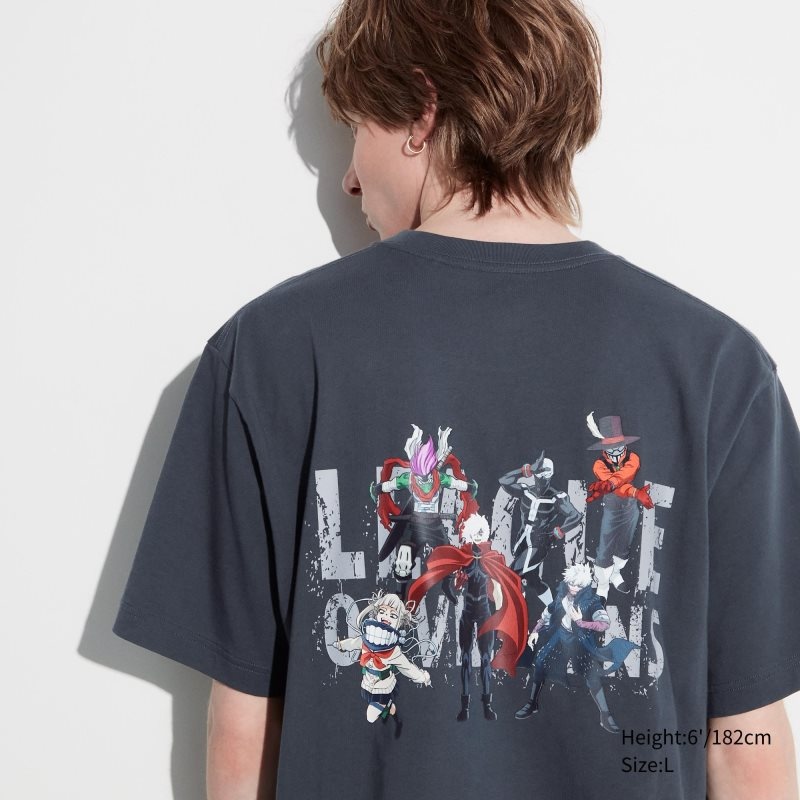 Men Uniqlo My Hero Academia Ut Short-sleeve Graphic T Shirts Grey | 8874487