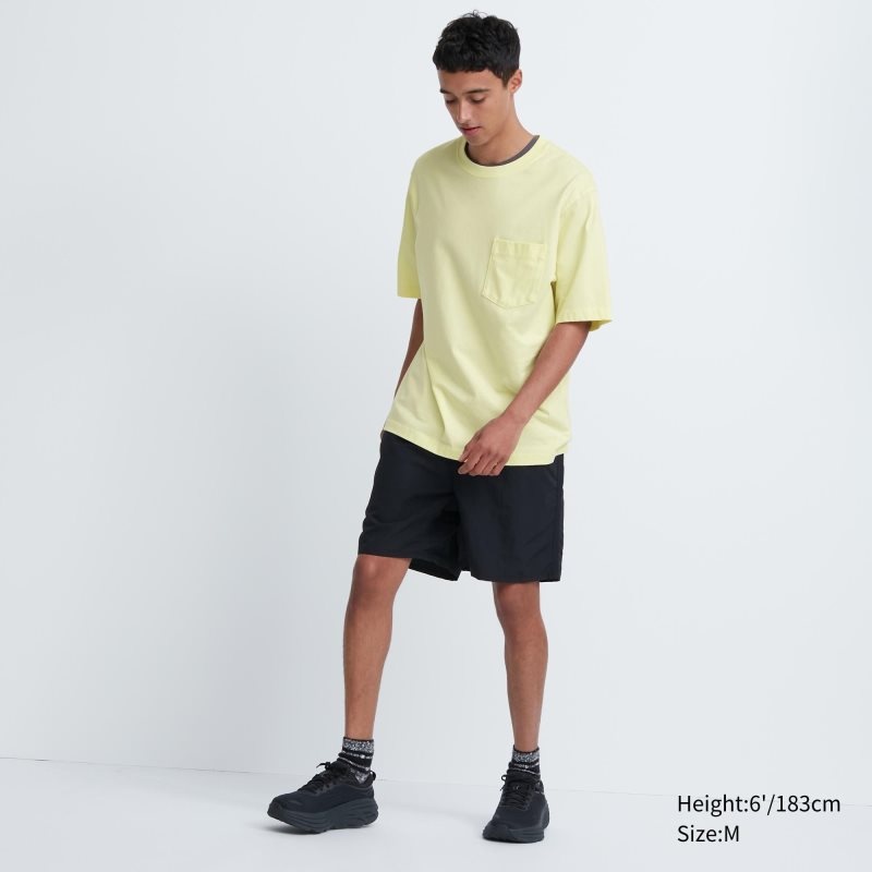 Men Uniqlo Oversized Pocket Crew Neck Half-sleeve T Shirts White | 7619223