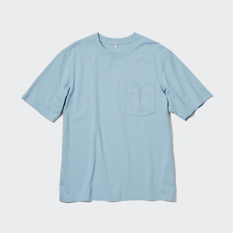 Men Uniqlo Oversized Pocket Crew Neck Half-sleeve T Shirts White | 7619223