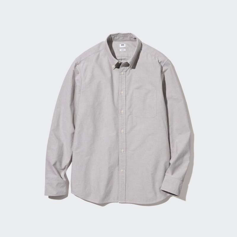 Men Uniqlo Oxford Slim-fit Long-sleeve Shirts Grey | 4672354