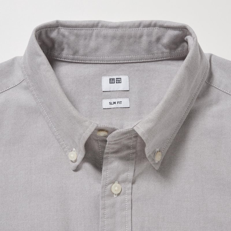 Men Uniqlo Oxford Slim-fit Long-sleeve Shirts Grey | 4672354