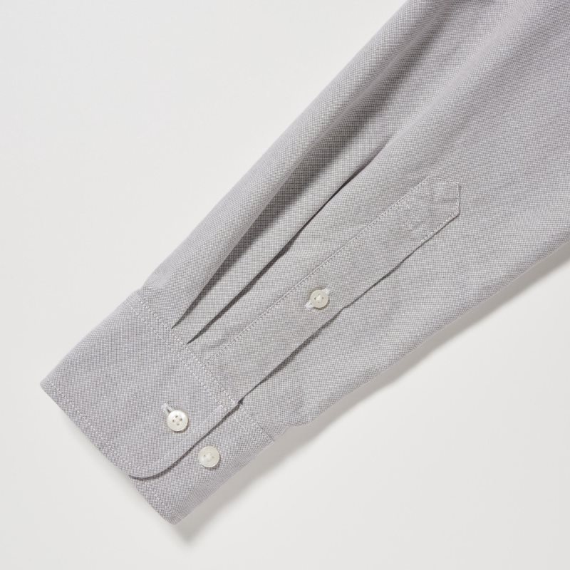 Men Uniqlo Oxford Slim-fit Long-sleeve Shirts Grey | 4672354