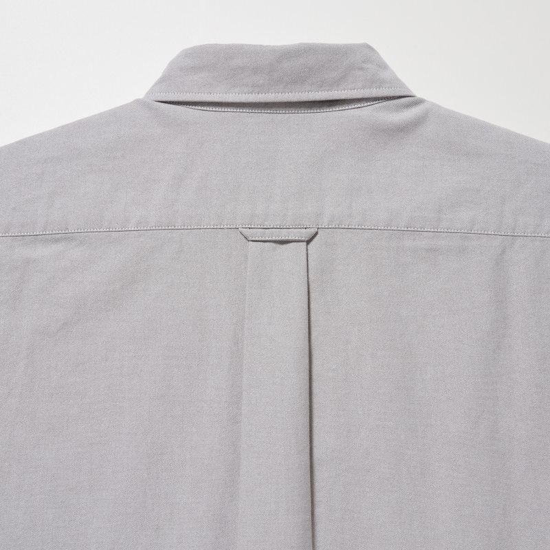 Men Uniqlo Oxford Slim-fit Long-sleeve Shirts Grey | 4672354