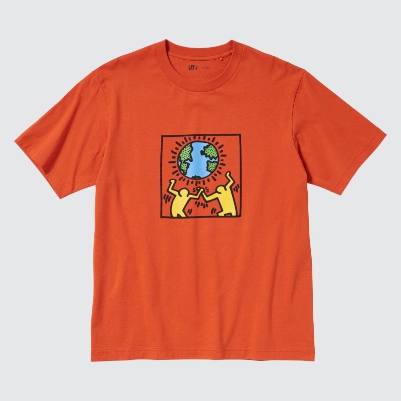 Men Uniqlo Peace For All Keith Haring Short-sleeve Graphic T Shirts Orange | 9824144