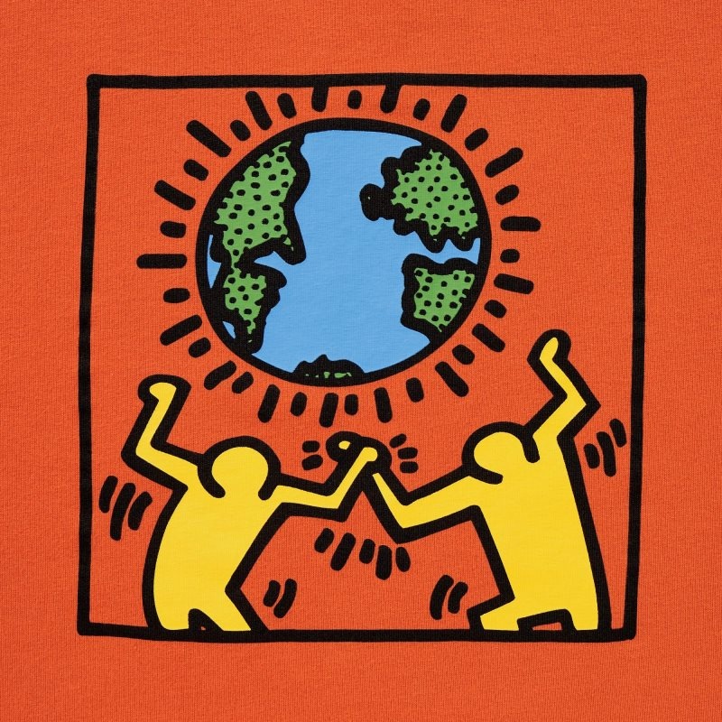 Men Uniqlo Peace For All Keith Haring Short-sleeve Graphic T Shirts Orange | 9824144