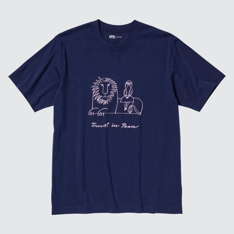 Men Uniqlo Peace For All Lisa Larson Short-sleeve Graphic T Shirts Navy | 7271539