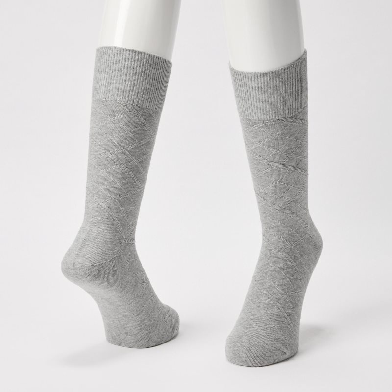 Men Uniqlo Supima Cotton Links Checked Socks Grey | 8659683