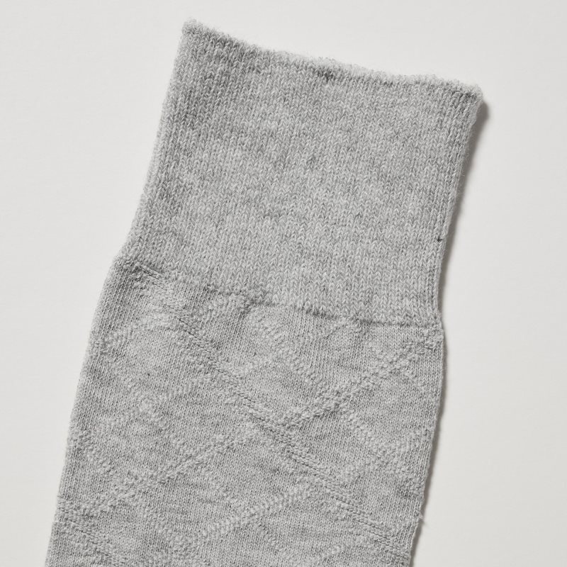 Men Uniqlo Supima Cotton Links Checked Socks Grey | 8659683