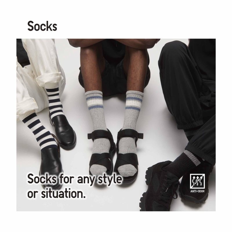 Men Uniqlo Supima Cotton Links Checked Socks Grey | 8659683