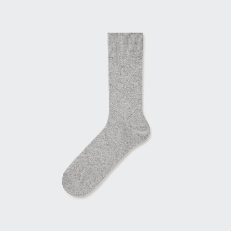 Men Uniqlo Supima Cotton Links Checked Socks Grey | 8659683