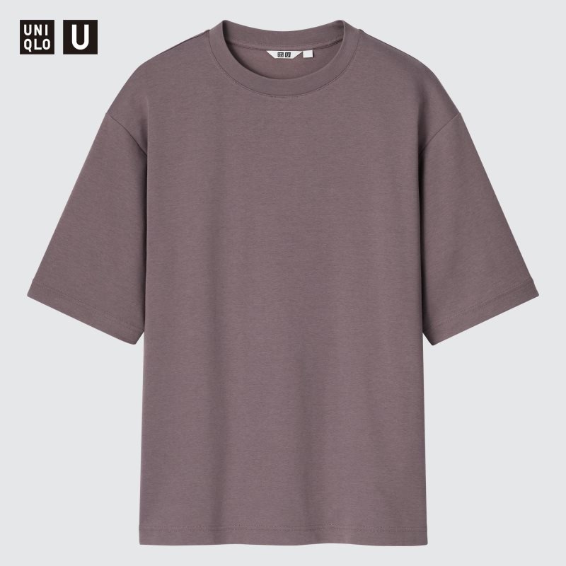 Men Uniqlo U AIRism Cotton Oversized Crew Neck Half-Sleeve T Shirts Pink | 6288670