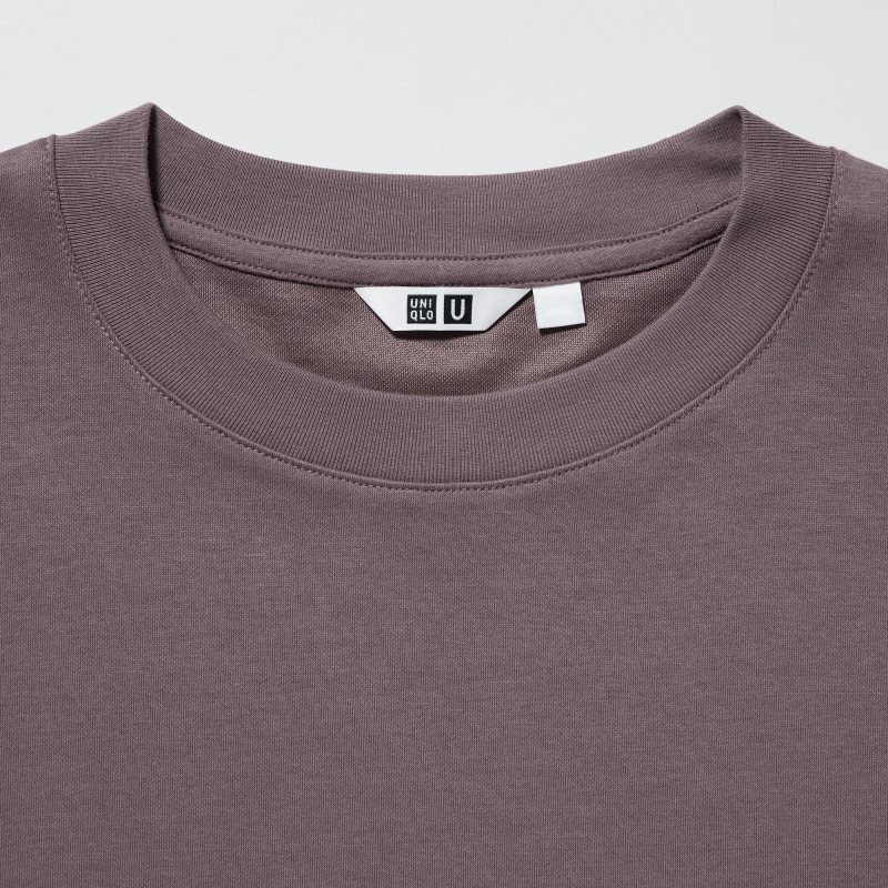 Men Uniqlo U AIRism Cotton Oversized Crew Neck Half-Sleeve T Shirts Pink | 6288670