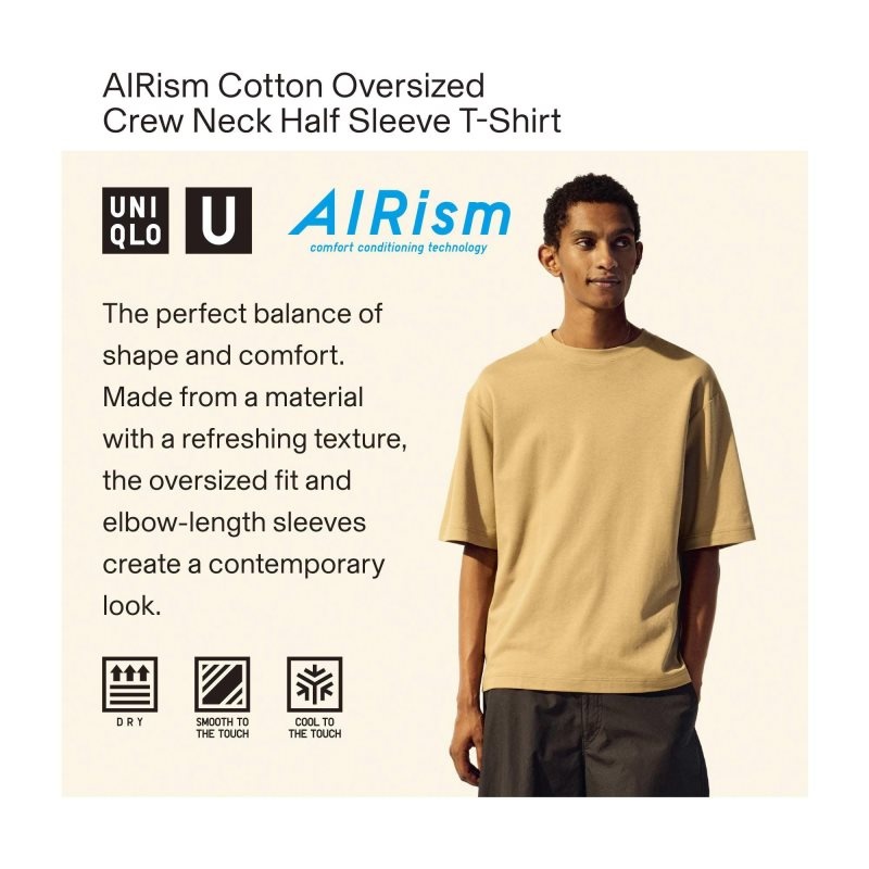 Men Uniqlo U Airism Cotton Striped Crew Neck Oversized T Shirts Black | 1082127