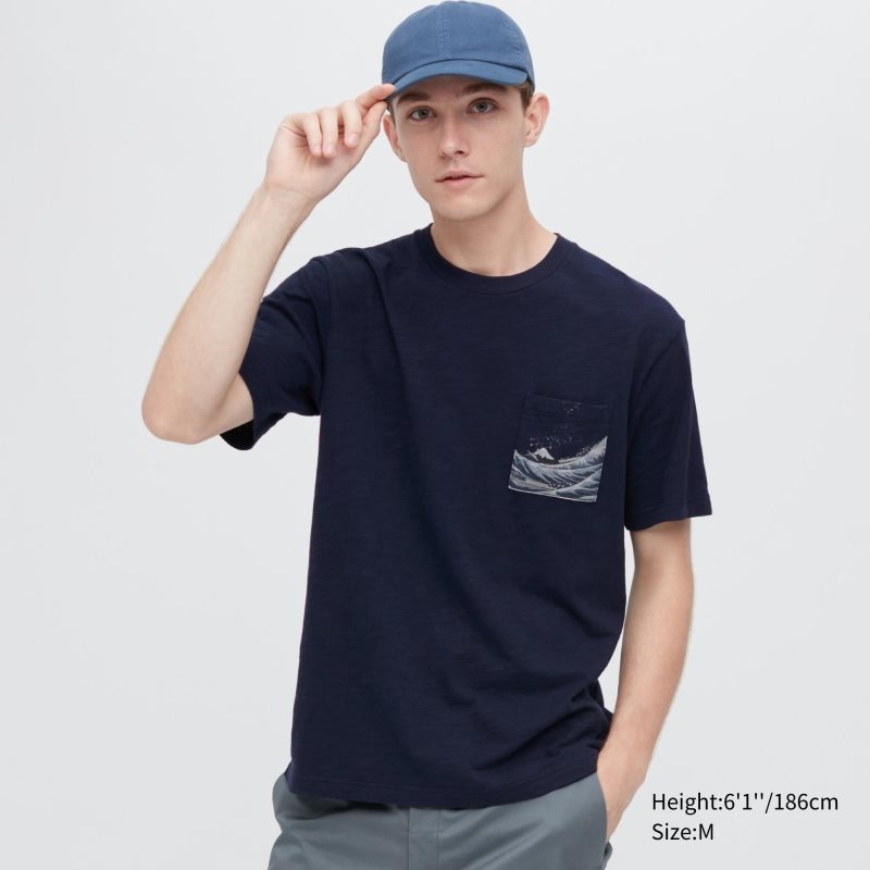 Men Uniqlo Ukiyo-e Ut Short-sleeve Graphic T Shirts Navy | 9219948