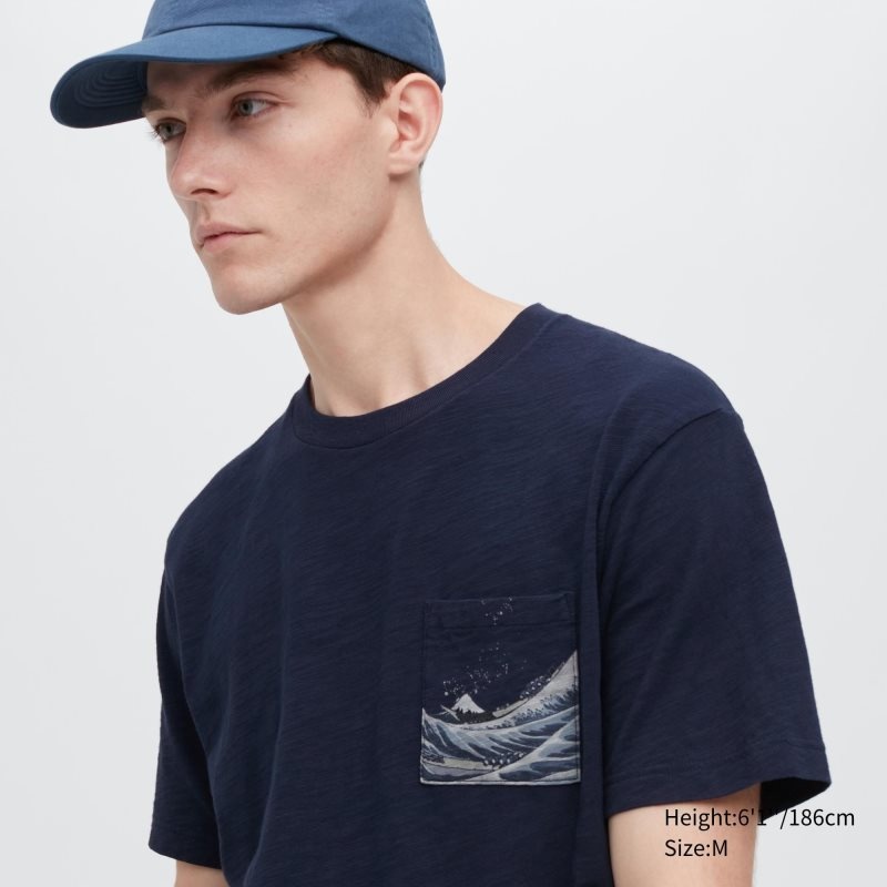 Men Uniqlo Ukiyo-e Ut Short-sleeve Graphic T Shirts Navy | 9219948