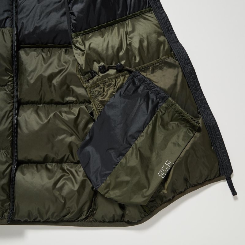 Men Uniqlo Ultra Light Down Color Block Vest Olive | 8632962