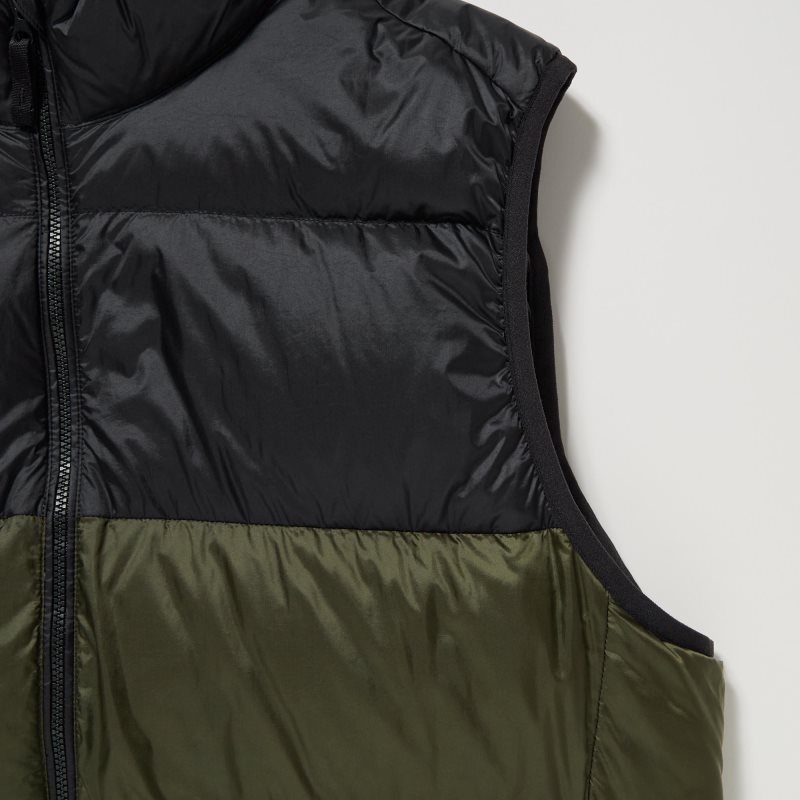 Men Uniqlo Ultra Light Down Color Block Vest Brown | 8035259