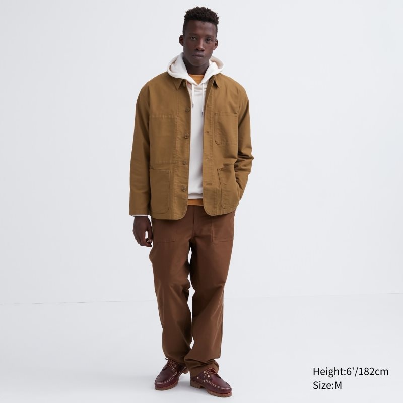 Men Uniqlo Utility Jackets Olive | 4986930