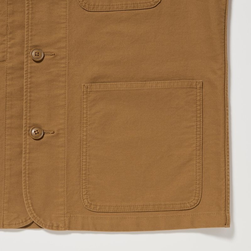 Men Uniqlo Utility Jackets Olive | 4986930