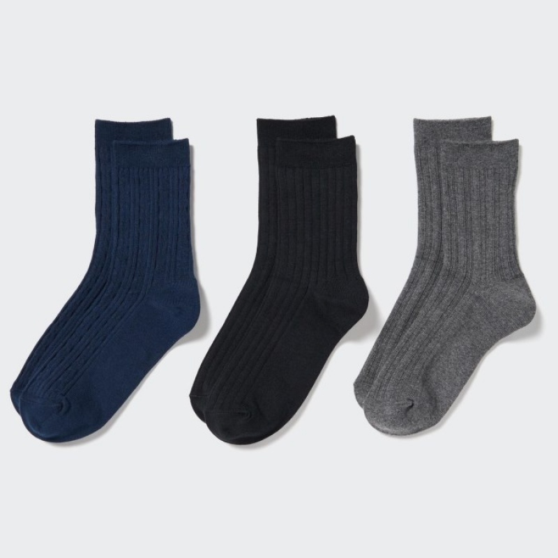 Women Uniqlo 3 Pack Socks Navy | 9303368