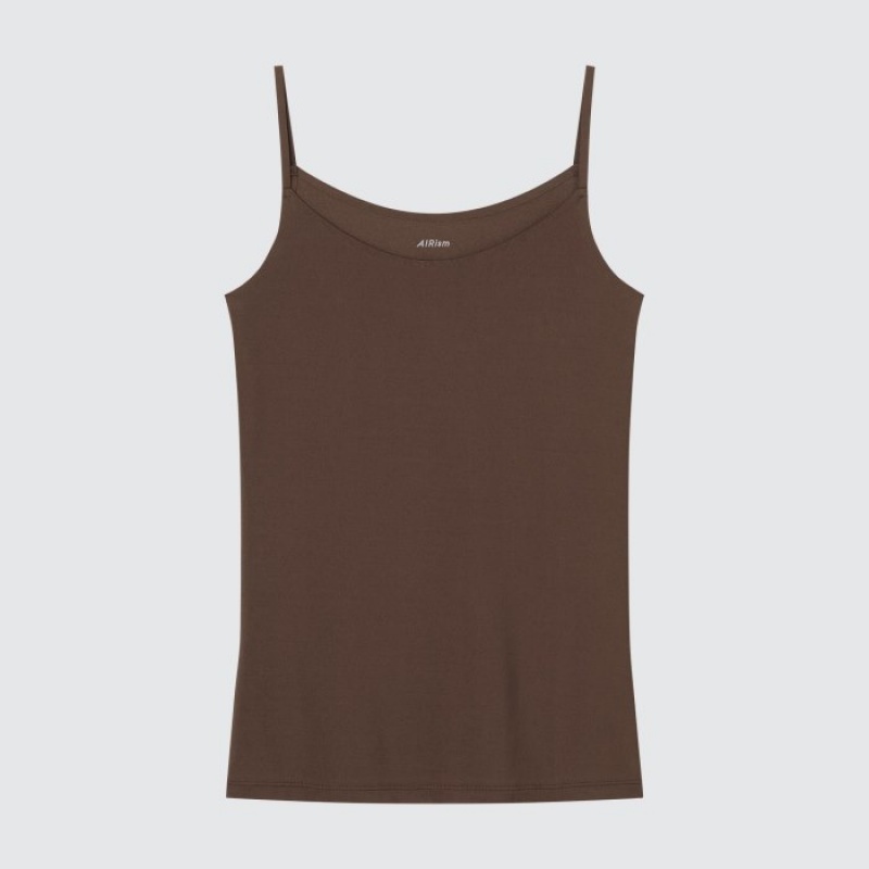Women Uniqlo AIRism Camisole Tank Top Brown | 5391967