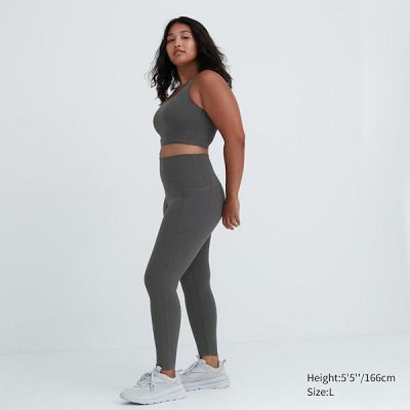 Women Uniqlo AIRism UV Protection Pocketed Soft Leggings Grey | 876227