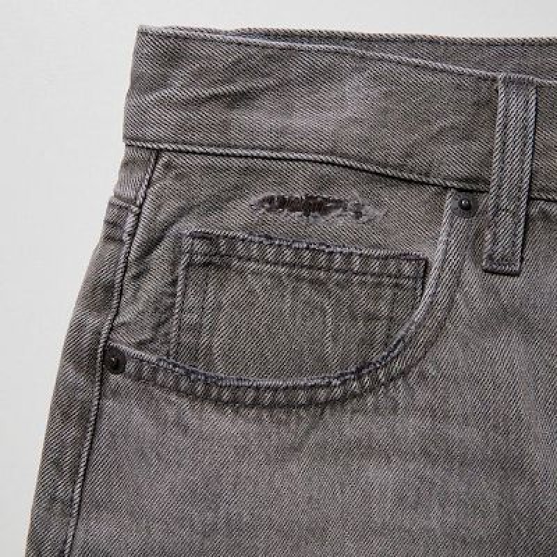 Women Uniqlo Boyfriend Denim Shorts Grey | 9236735
