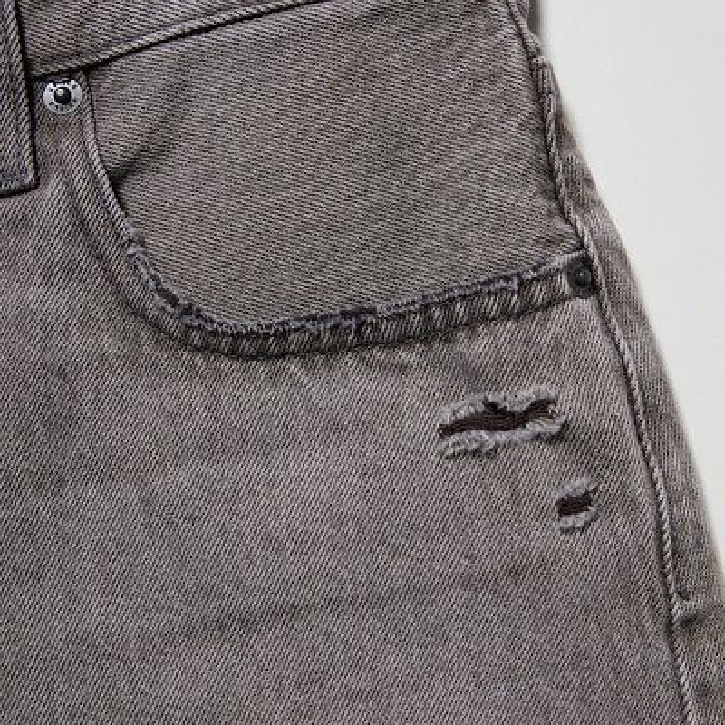 Women Uniqlo Boyfriend Denim Shorts Grey | 9236735