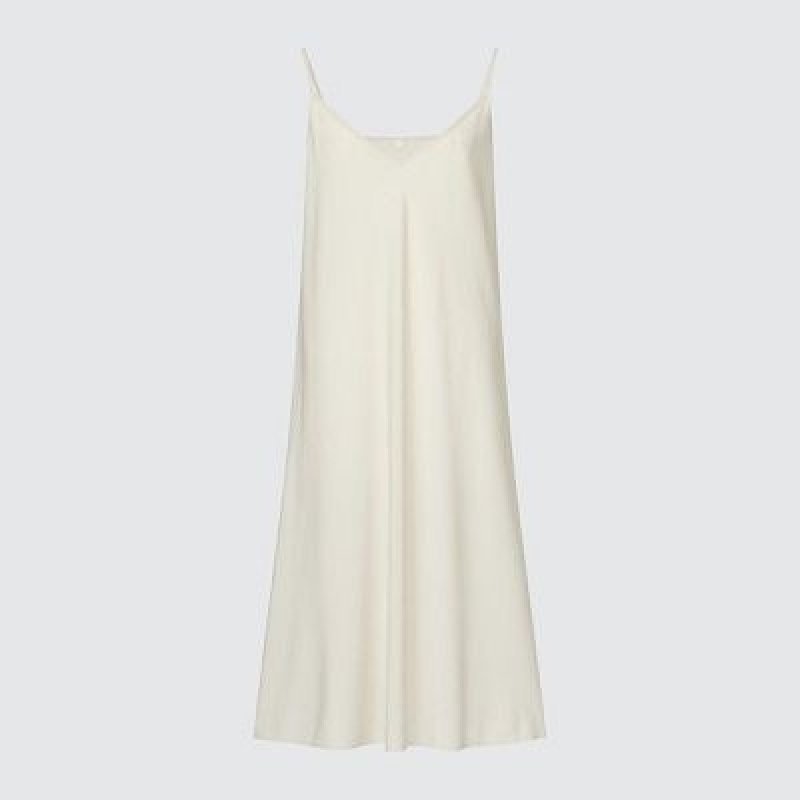 Women Uniqlo Chiffon Pleated Long-Sleeve Dress White | 8032277