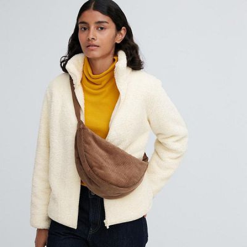 Women Uniqlo Corduroy Round Mini Crossbody Bags Brown | 1730534