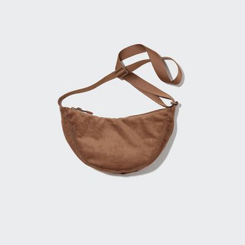 Women Uniqlo Corduroy Round Mini Crossbody Bags Brown | 1730534