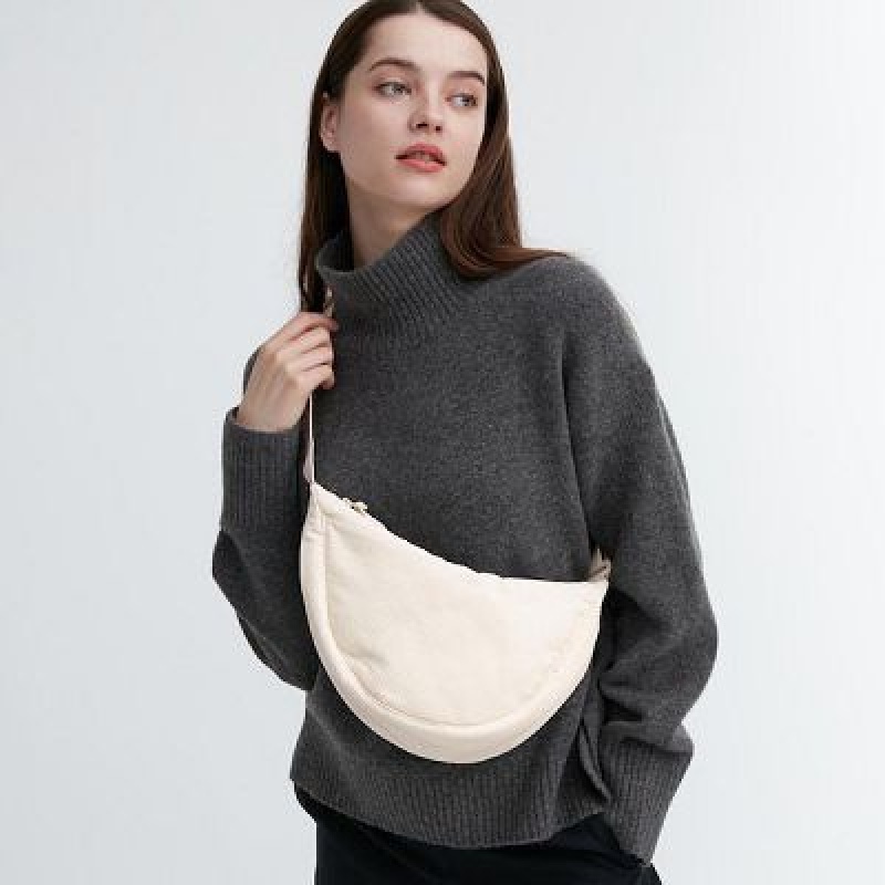 Women Uniqlo Corduroy Round Mini Crossbody Bags White | 9247301